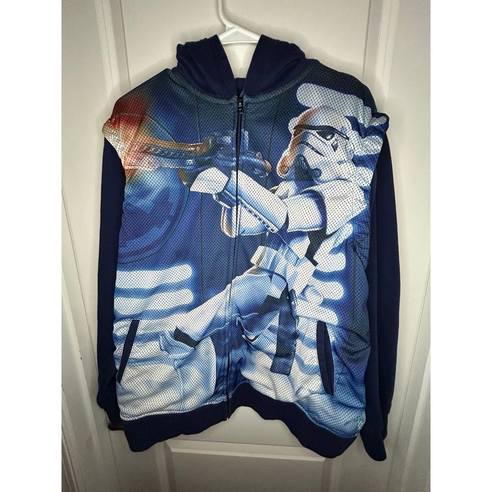 Vintage Y2K Star Wars Storm Trooper AOP Hoodie Jacket Sz Mens Large